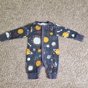 Modern Moments Grey Space Moon Theme Newborn Pajama Footsie One Piece
